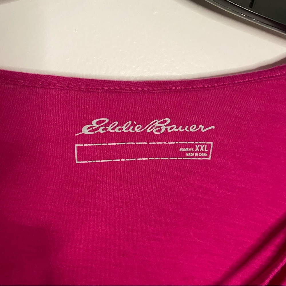 Eddie Bauer Pink Keyhole Criss Cross T-Shirt Size XXL Women's